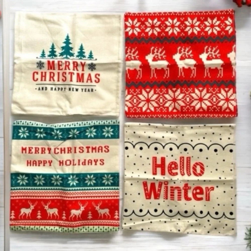 4‎ Pc Christmas Decorative Cushion Covers 17”x17”